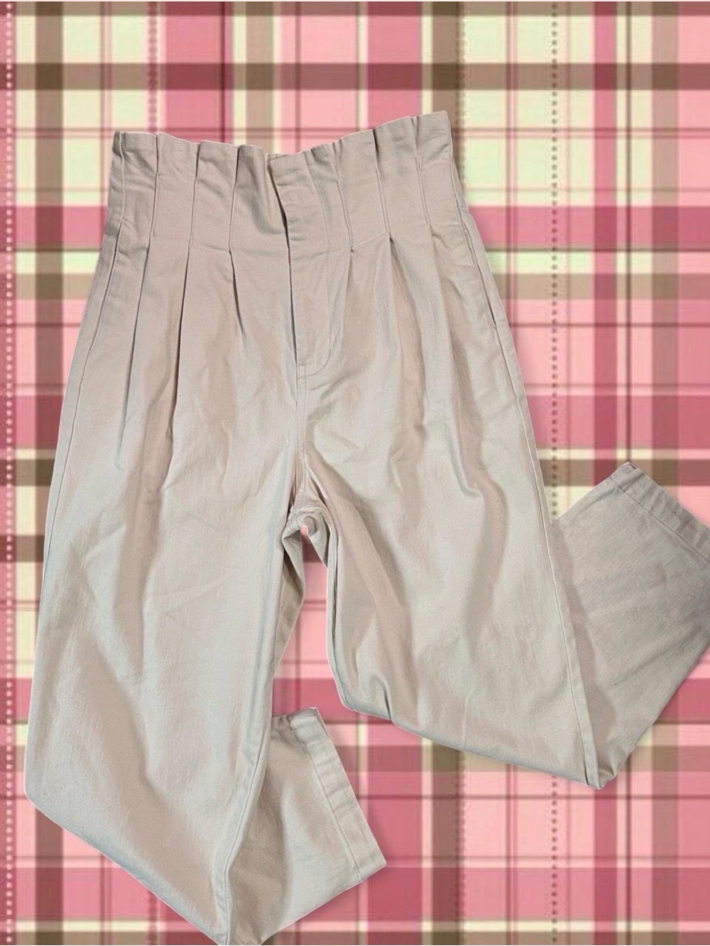 Preppy Forever 21 Cotton High-Rise Pleated Trouser Pants